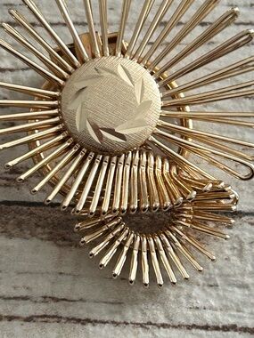 4/$100 WEST GERMANY Gold Spiral Sunburst Brooch - Elegant Women's Jewelry